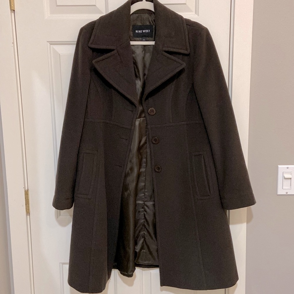 Nine West size 10 winter wool (80%) coat. Knee length.
